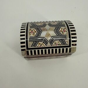 Unbranded Inlay Jewelry Box Unisex Small‎ Brown Mother of Pearl Bone Mosaic Star
